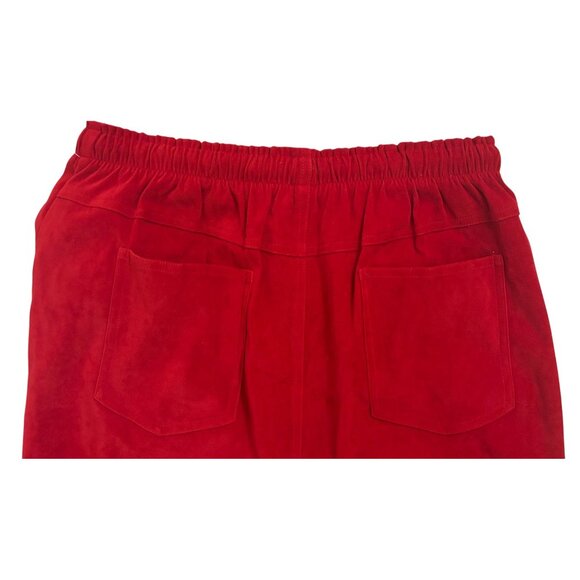 Denim Company Red Suede Midi Skirt With Elastic Waist & Drawstring Closure - Picture 6 of 10